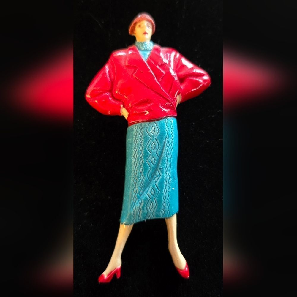 Vintage 1980's Fashion Lady Pin/Brooch, Lady Pin